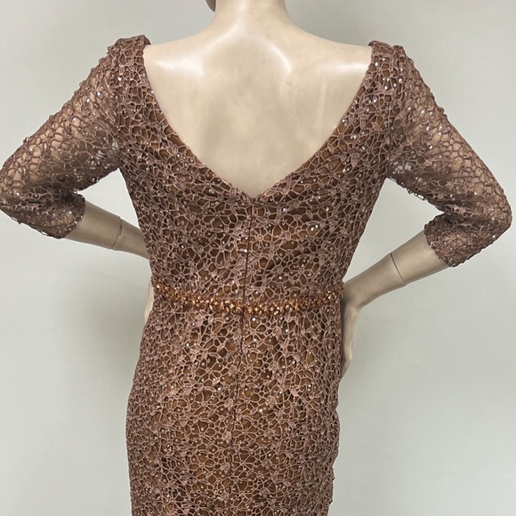 Montage by Mon Cheri 3/4 sleeves embroidered sweetheart neck long gown - Picture 8 of 10